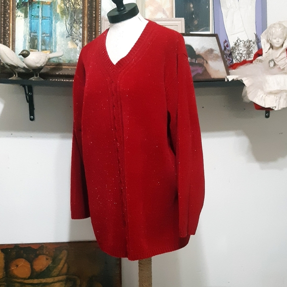 Womens Red knit Sweater Plus A LITTLE EXTRA SPICE - Picture 3 of 11